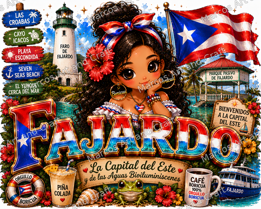 Diseño de Fajardo con muñequita boricua